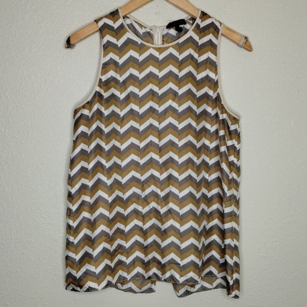 Rag & Bone Aster Chevron Silk Sleeveless Blouse Vented Back Size Medium